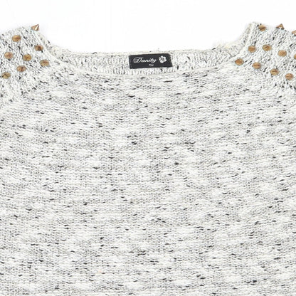 Preloved Danity Womens Ivory Round Neck  Acrylic Pullover Jumper One Size - Detail