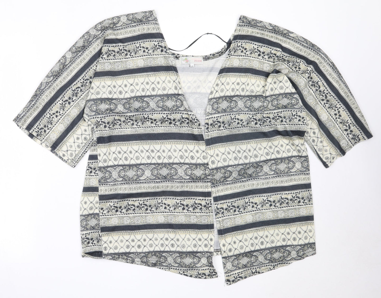 Cameo Rose Womens Grey Round Neck Geometric Polyester Cardigan Jumper Size M
