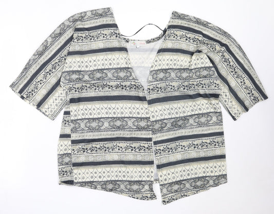 Cameo Rose Womens Grey Round Neck Geometric Polyester Cardigan Jumper Size M