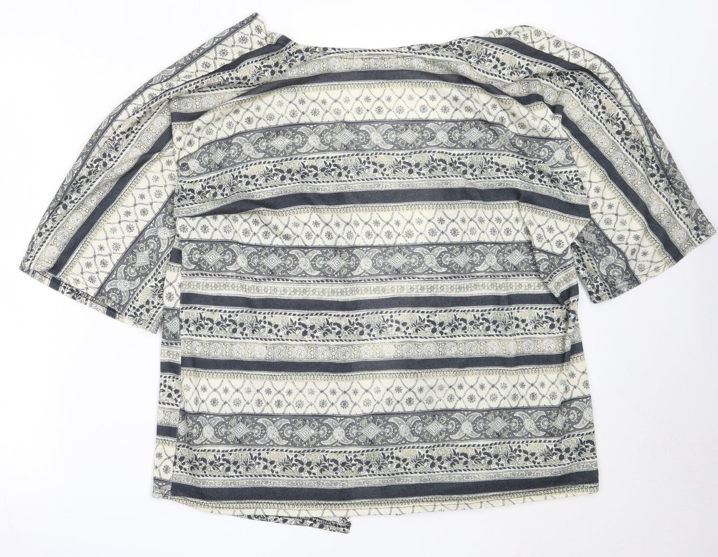 Cameo Rose Womens Grey Round Neck Geometric Polyester Cardigan Jumper Size M
