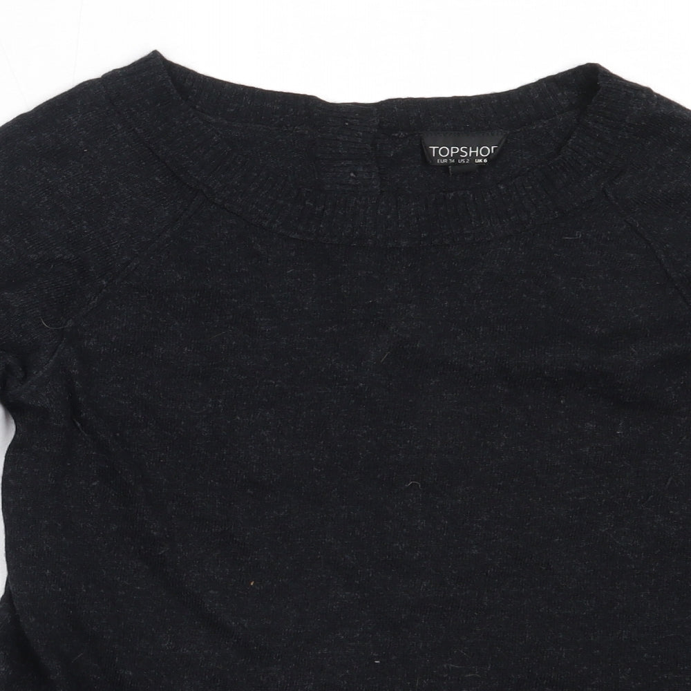 Topshop Womens Black Round Neck  Viscose Pullover Jumper Size 6