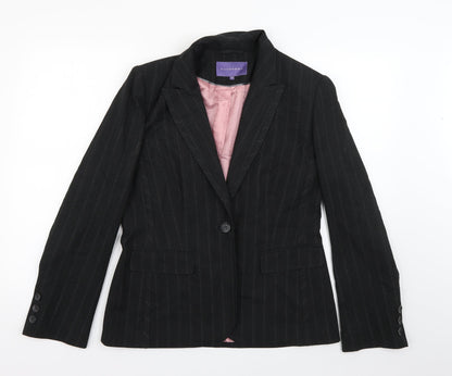 Preloved Autonomy Womens Grey Striped Polyester Jacket Blazer Size 12 - Front