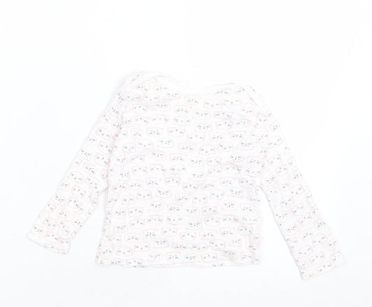 F&F Boys White Geometric Cotton Basic Casual Size 12-18 Months Crew Neck Pullover - cats