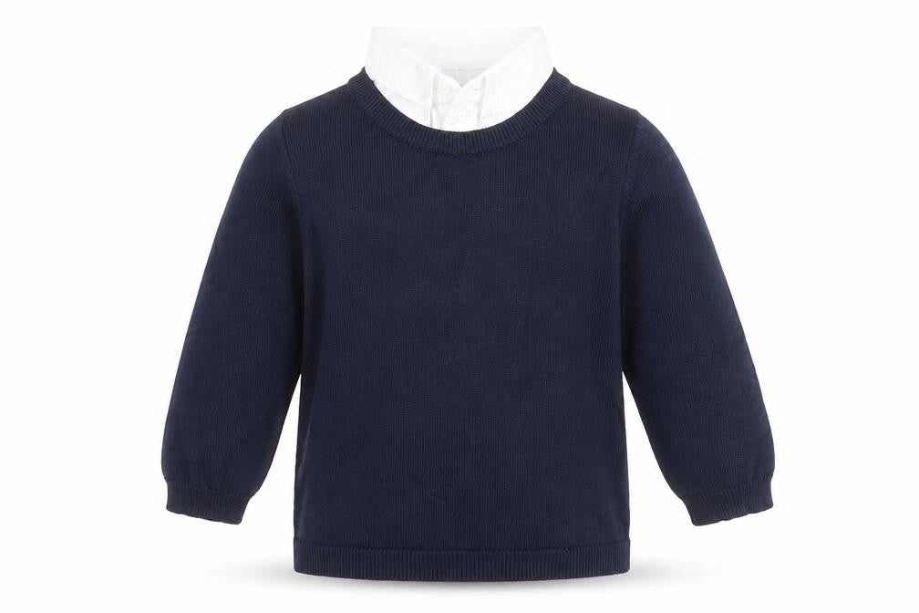H&M Boys Blue  Cotton Basic Polo Size 9-12 Months Collared Pullover