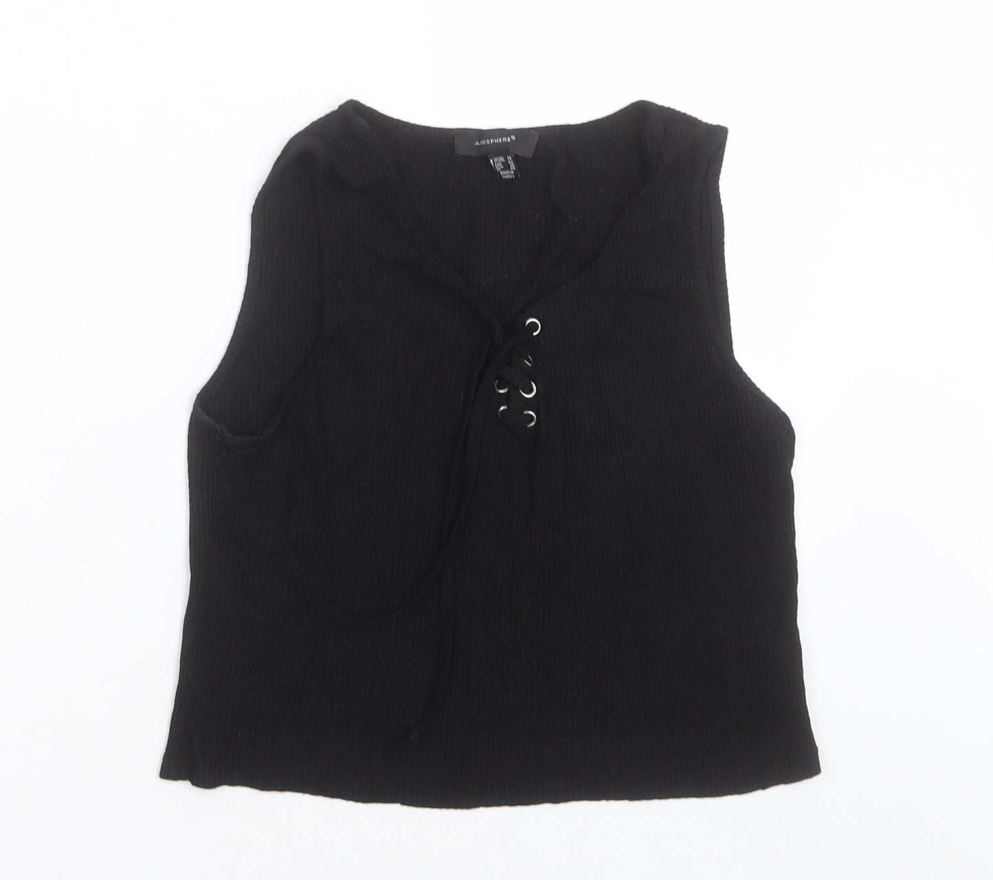 Atmosphere Womens Black  Viscose Cropped Tank Size 14 V-Neck