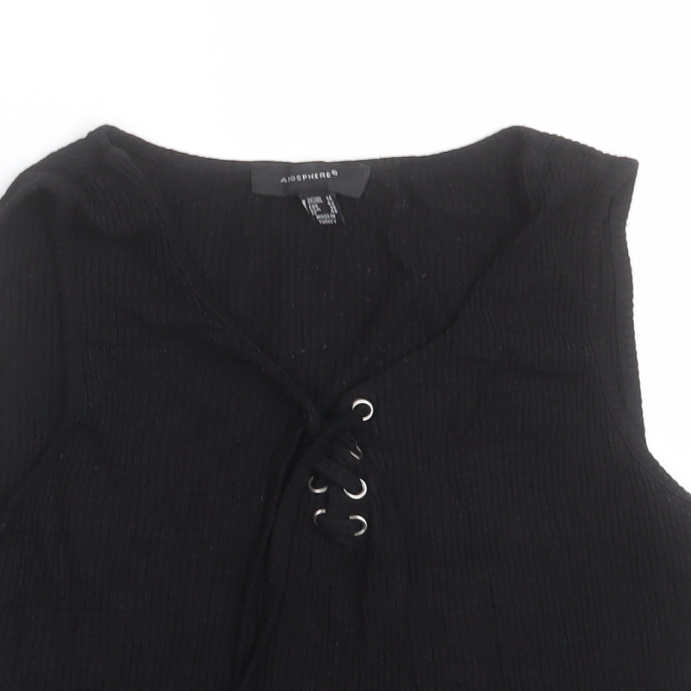 Atmosphere Womens Black  Viscose Cropped Tank Size 14 V-Neck