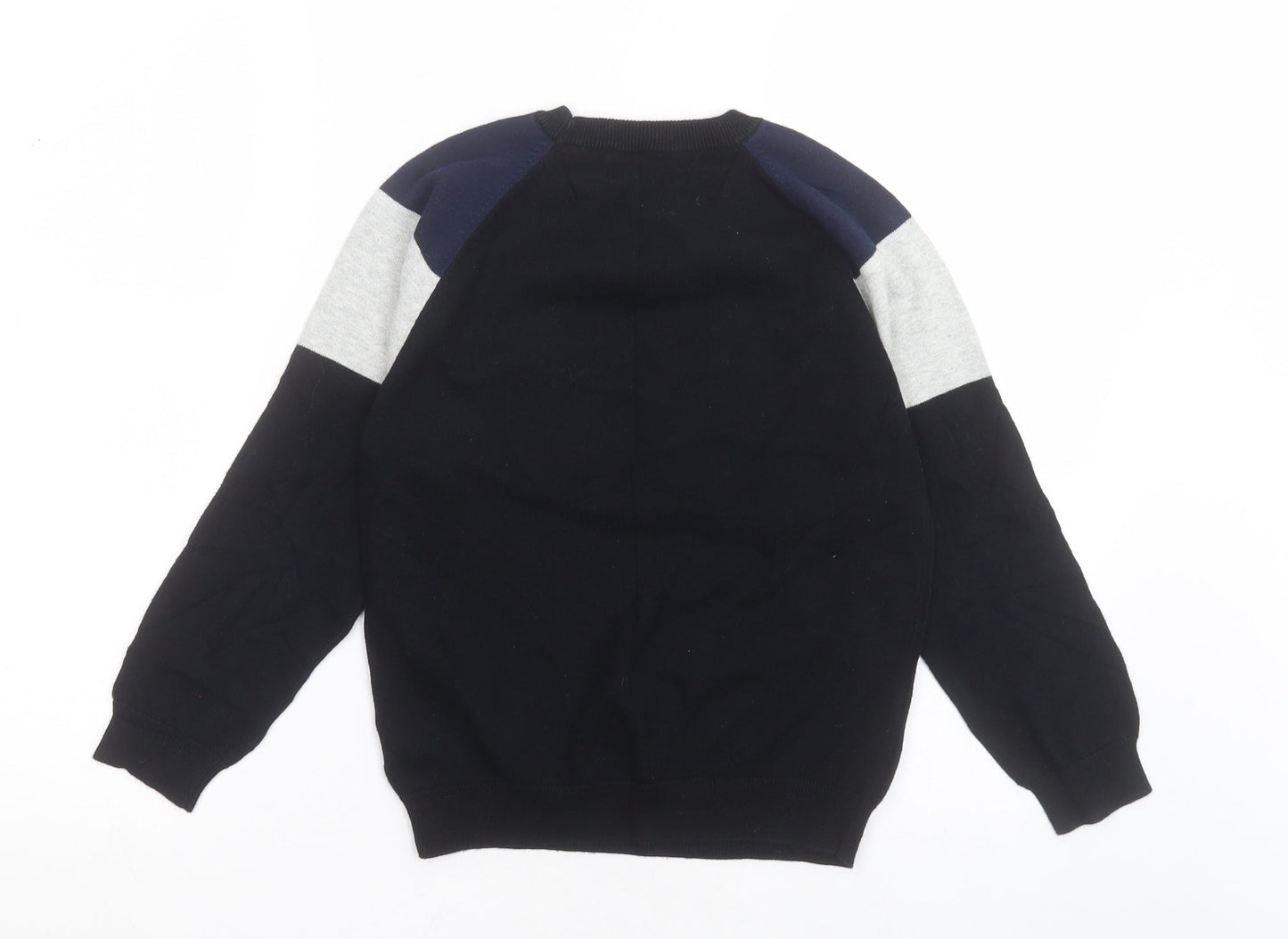 NEXT Boys Black Crew Neck Striped Cotton Pullover Jumper Size 9 Years  Pullover