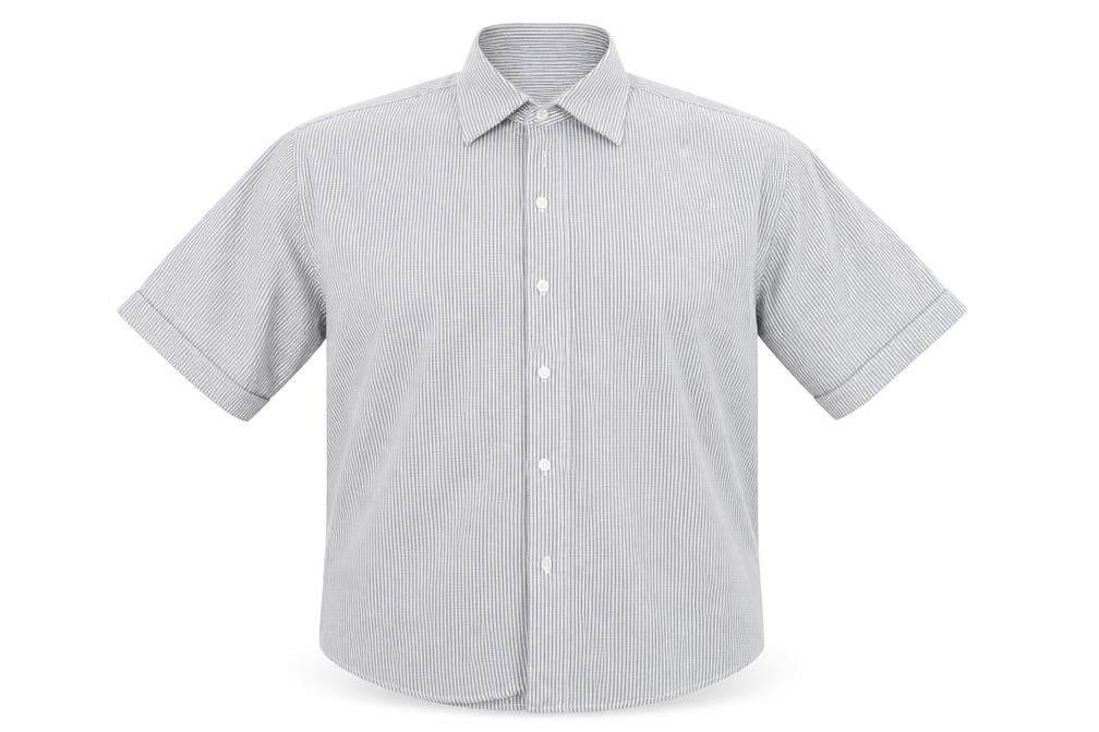 Giorgio Mens White Check Polyester  Button-Up Size M Collared Button