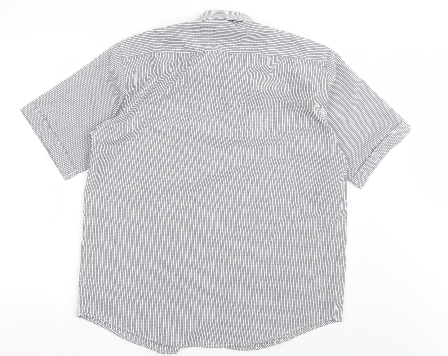 Giorgio Mens White Check Polyester  Button-Up Size M Collared Button