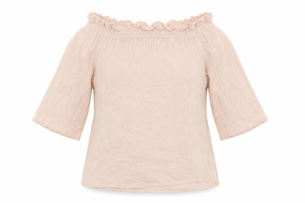 Primark Womens Pink  Cotton Basic Blouse Size 12 Off the Shoulder
