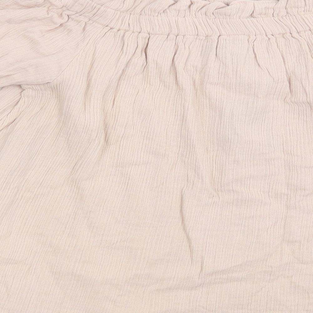 Primark Womens Pink  Cotton Basic Blouse Size 12 Off the Shoulder