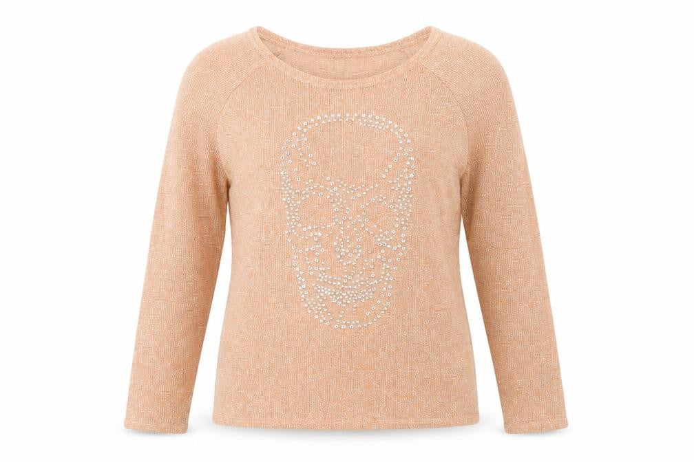 Dunnes Stores Womens Orange Scoop Neck  Polyester Pullover Jumper Size M   - Skull