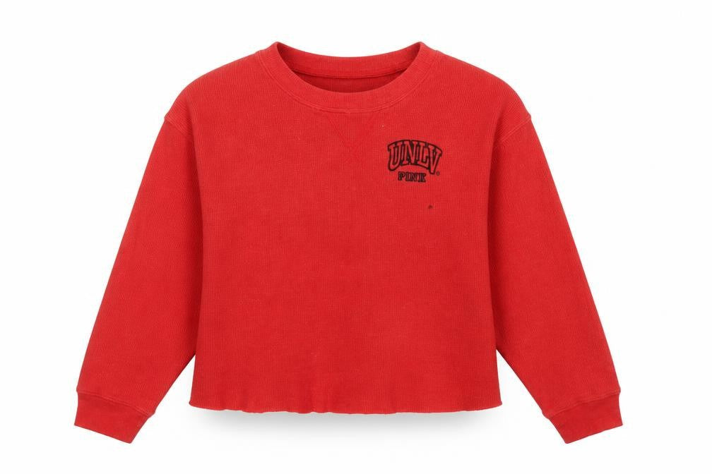 PINK Womens Red Crew Neck  Polyester Pullover Jumper Size L