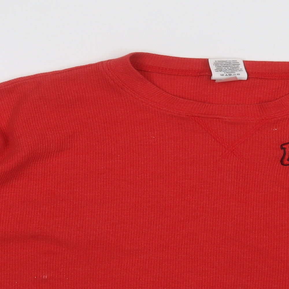 PINK Womens Red Crew Neck  Polyester Pullover Jumper Size L