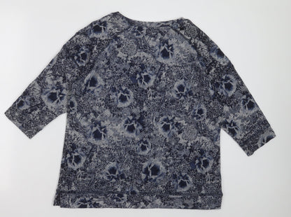 Marks & Spencer Womens Black Crew Neck Floral Polyester Pullover Jumper Size 14