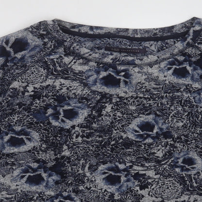 Marks & Spencer Womens Black Crew Neck Floral Polyester Pullover Jumper Size 14