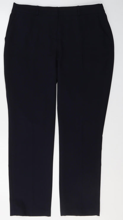 Dunnes Womens Blue  Polyester Trousers  Size 12 L28 in Regular