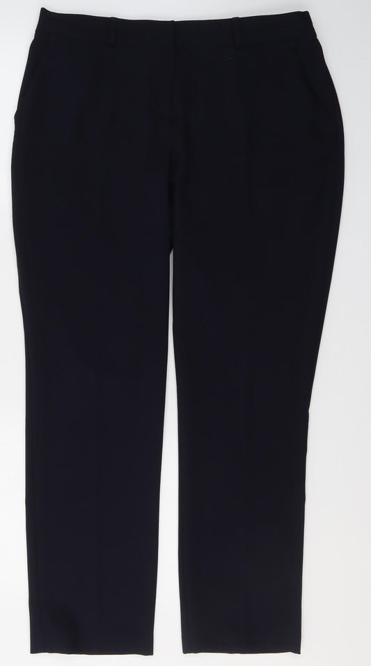 Dunnes Stores Womens Blue  Polyester Trousers  Size 12 L28 in Regular