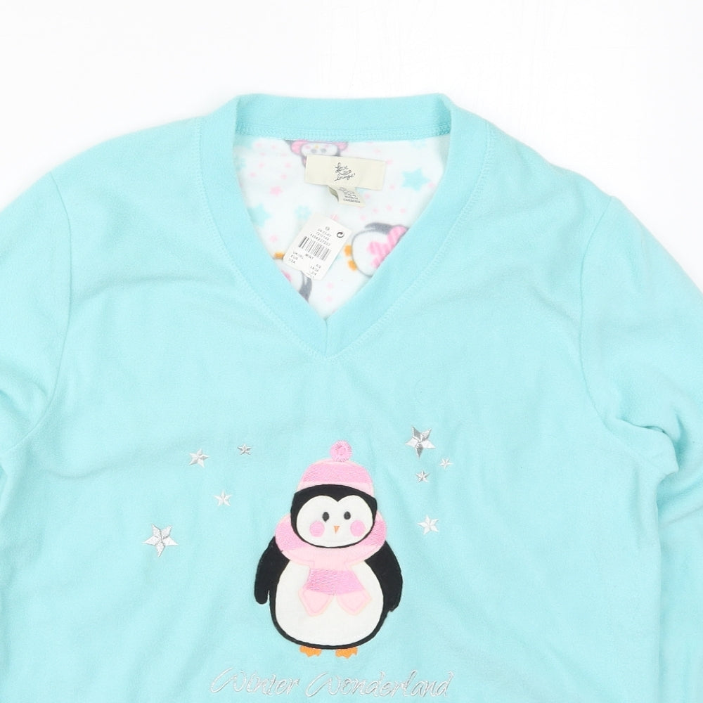 Primark Womens Blue Solid Polyester Top Pyjama Top Size 6   - Winter Wonderland