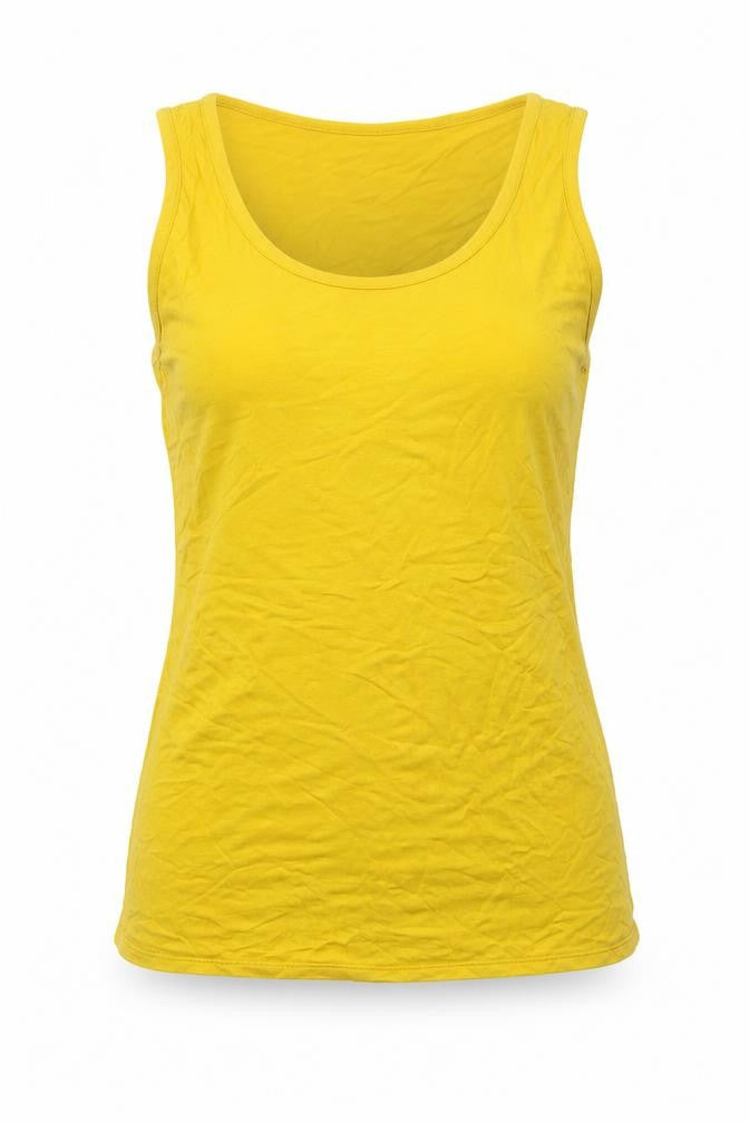 Forst Avenue Womens Yellow  Viscose Basic Tank Size 12 Round Neck
