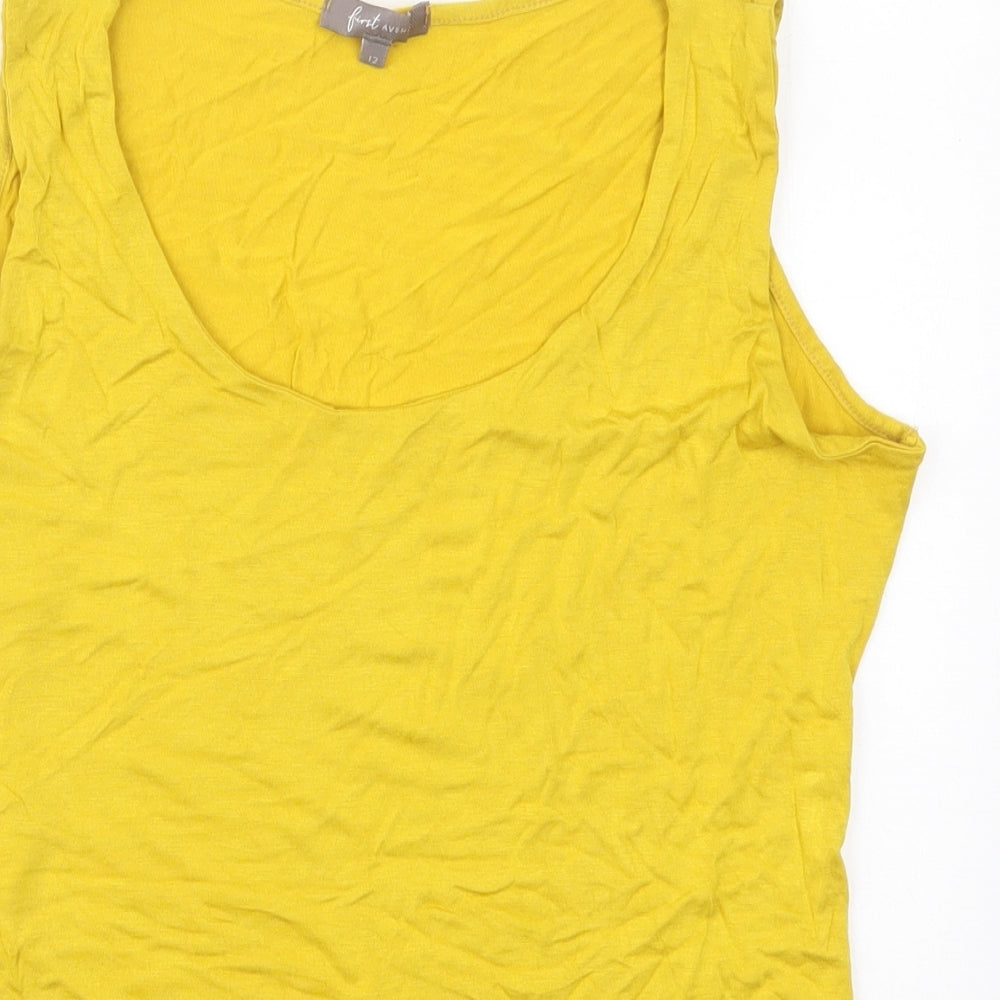 Forst Avenue Womens Yellow  Viscose Basic Tank Size 12 Round Neck