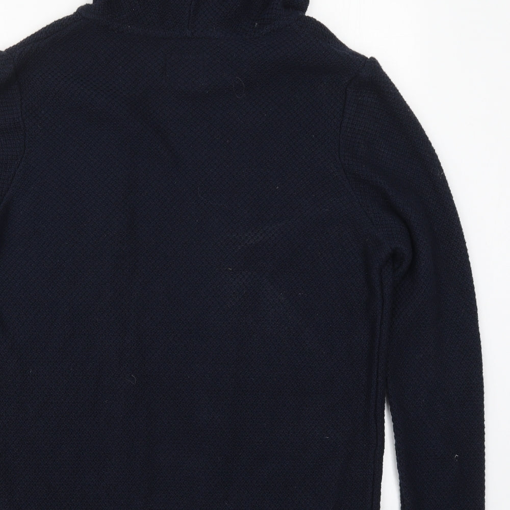 Topman Mens Blue High Neck  Cotton Cardigan Jumper Size XS