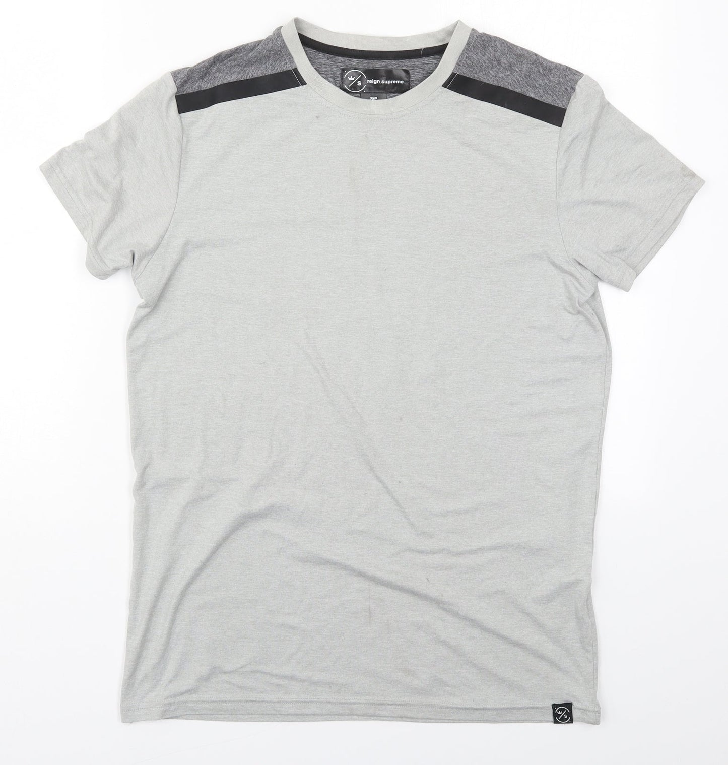 Reign Supreme Mens Grey  Polyester Basic T-Shirt Size S Crew Neck Pullover
