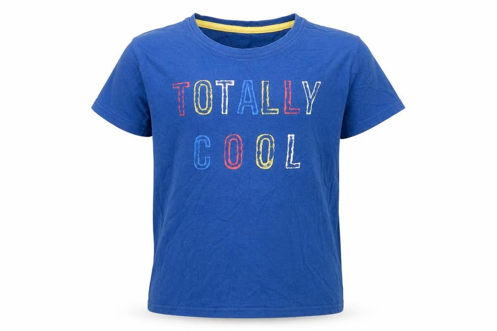 Dunnes Boys Blue  Cotton Basic T-Shirt Size 7 Years Crew Neck  - Totally Cool