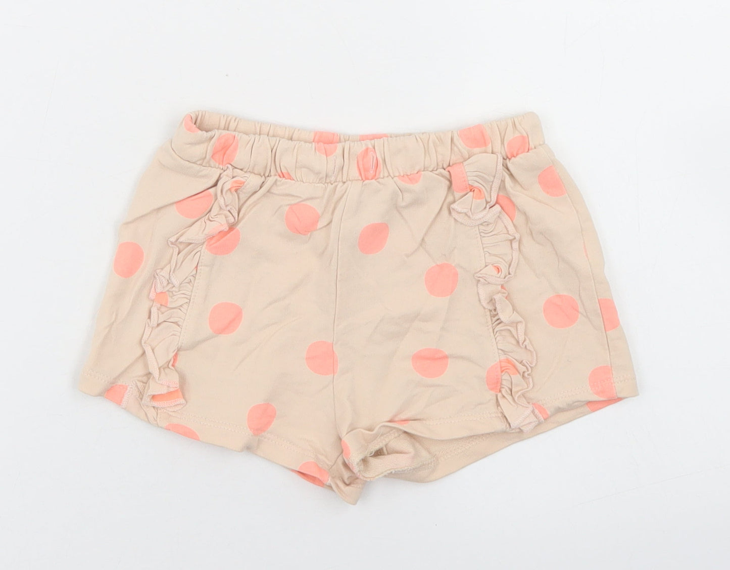 Matalan Girls Beige Polka Dot Cotton Sweat Shorts Size 5-6 Years  Regular
