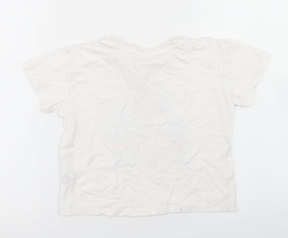 Dunnes Girls White  Cotton Cropped T-Shirt Size 5-6 Years Crew Neck  - Vacay Vibes