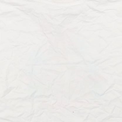 Dunnes Girls White  Cotton Cropped T-Shirt Size 5-6 Years Crew Neck  - Vacay Vibes