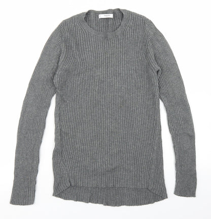 Mango Womens Grey Crew Neck  Polyester Pullover Jumper Size L