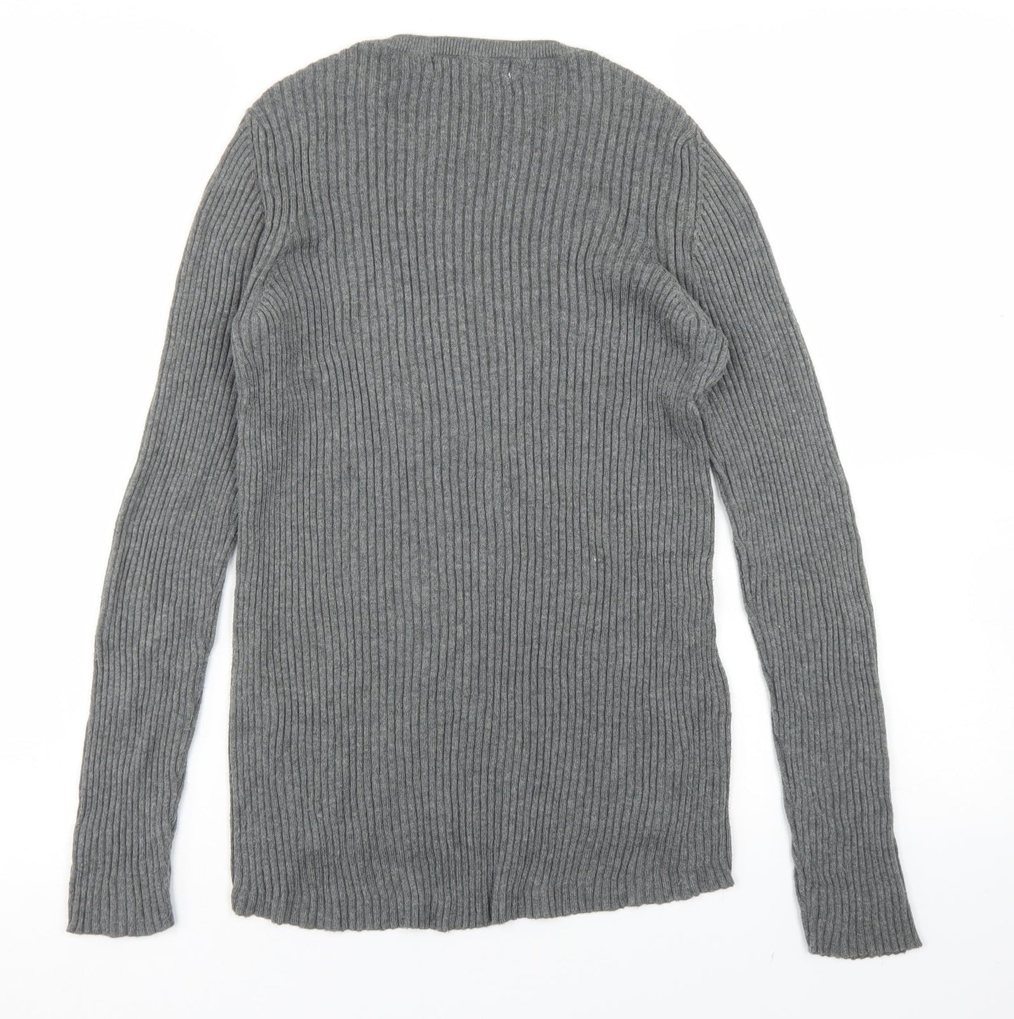 Mango Womens Grey Crew Neck  Polyester Pullover Jumper Size L