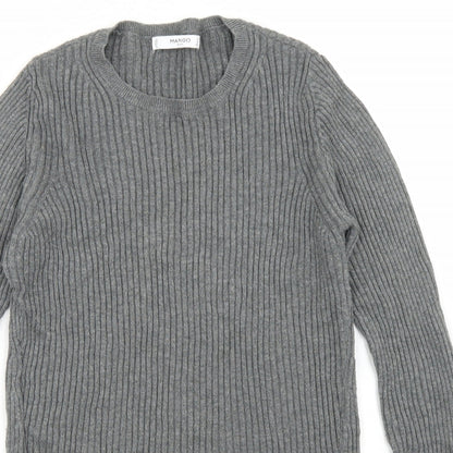 Mango Womens Grey Crew Neck  Polyester Pullover Jumper Size L