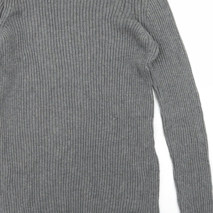 Mango Womens Grey Crew Neck  Polyester Pullover Jumper Size L