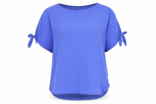 River Island Womens Blue  Viscose Basic Blouse Size 8 Round Neck - Cold Shoulder