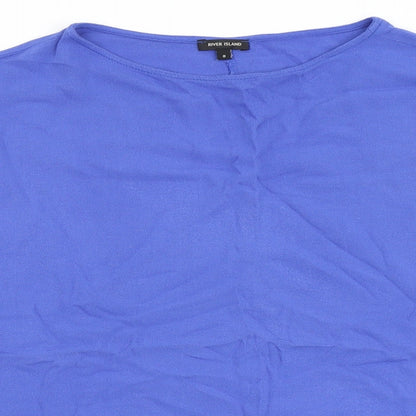 River Island Womens Blue  Viscose Basic Blouse Size 8 Round Neck - Cold Shoulder