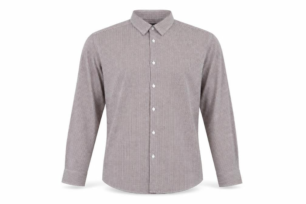 Primark Mens Red Check Polyester  Button-Up Size 16 Collared Button