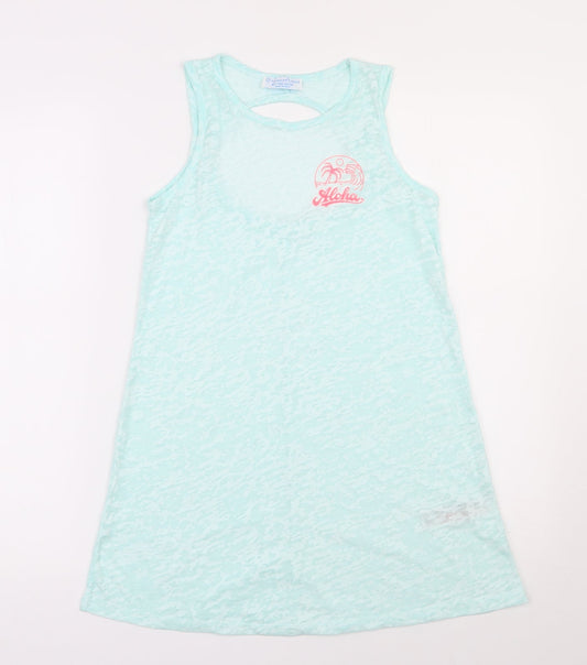 Primark Girls Green  Polyester Tunic Tank Size 10-11 Years Round Neck Pullover