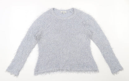 Preloved Peacocks  Womens Blue Round Neck  Polyester Pullover Jumper Size L - Front