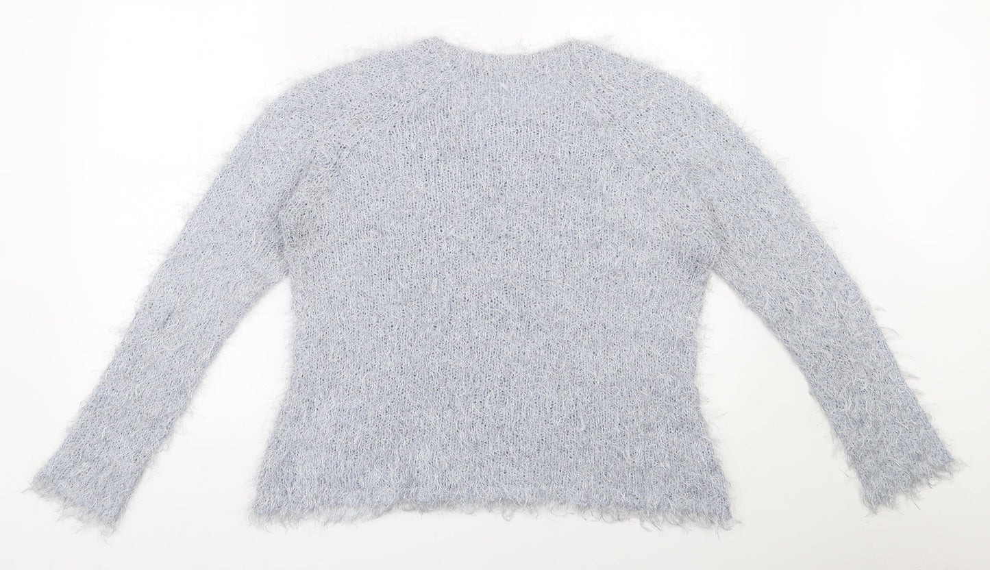 Peacocks  Womens Blue Round Neck  Polyester Pullover Jumper Size L