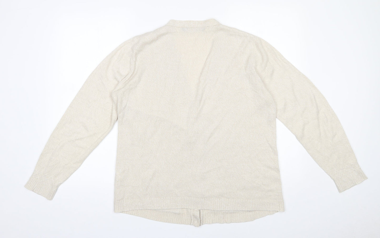 Isle  Womens Beige V-Neck  Acrylic Cardigan Jumper Size 14