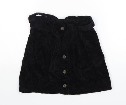 Next Girls Black  Cotton A-Line Skirt Size 9 Years  Regular Button