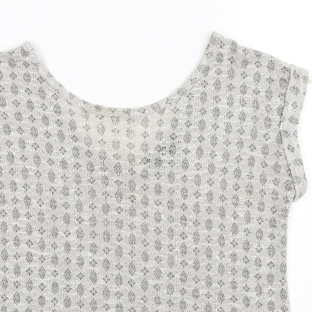 New Look Womens Grey Round Neck Geometric Polyester Pullover Jumper Size 10