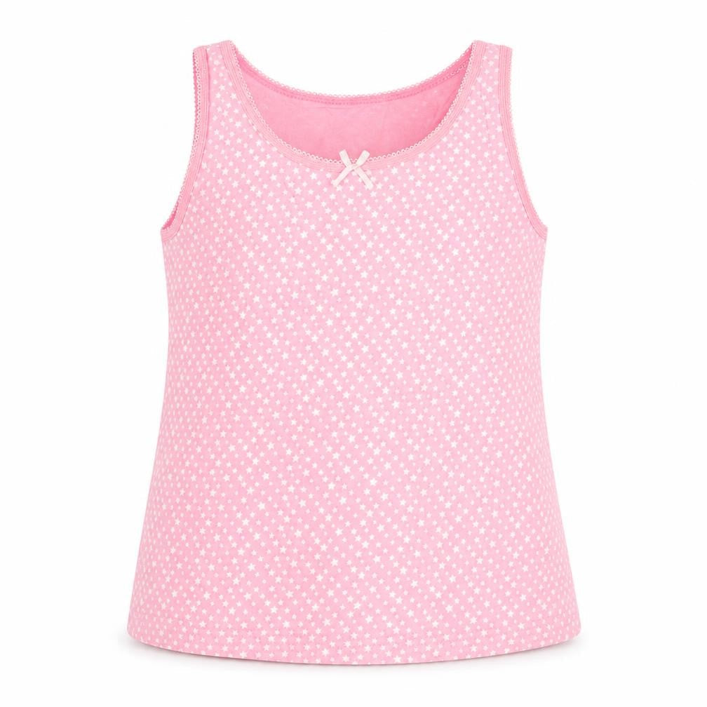 George Girls Pink Spotted Cotton Basic Tank Size 7-8 Years Round Neck Pullover