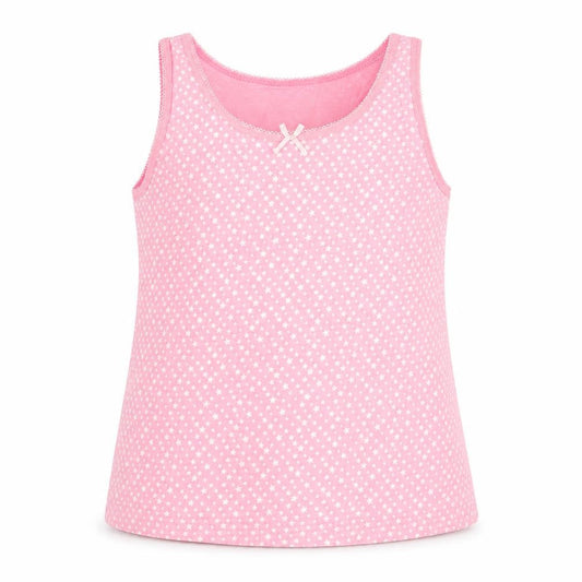 George Girls Pink Spotted Cotton Basic Tank Size 7-8 Years Round Neck Pullover