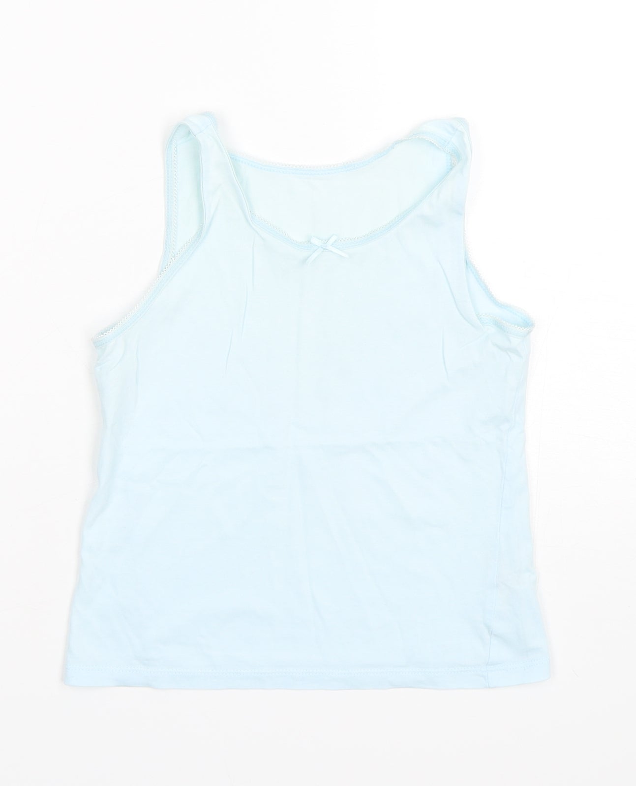 George Girls Blue  Cotton Basic Tank Size 8-9 Years Round Neck Pullover
