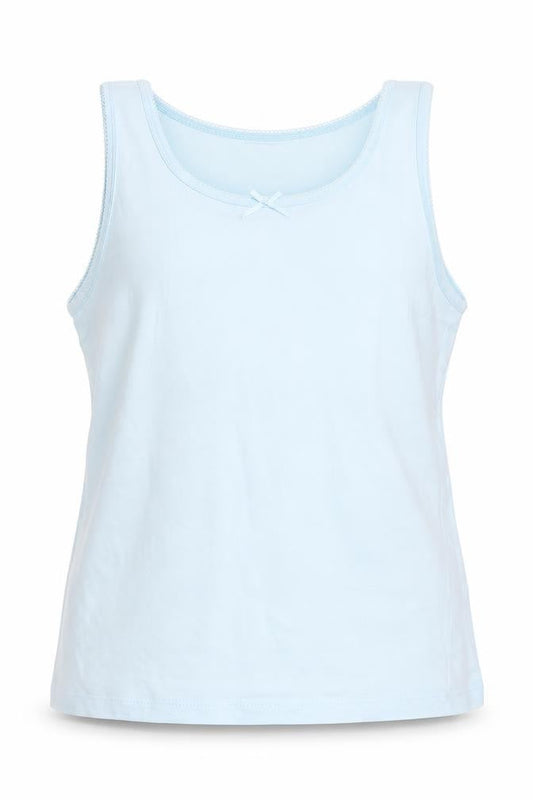 George Girls Blue  Cotton Basic Tank Size 8-9 Years Round Neck Pullover