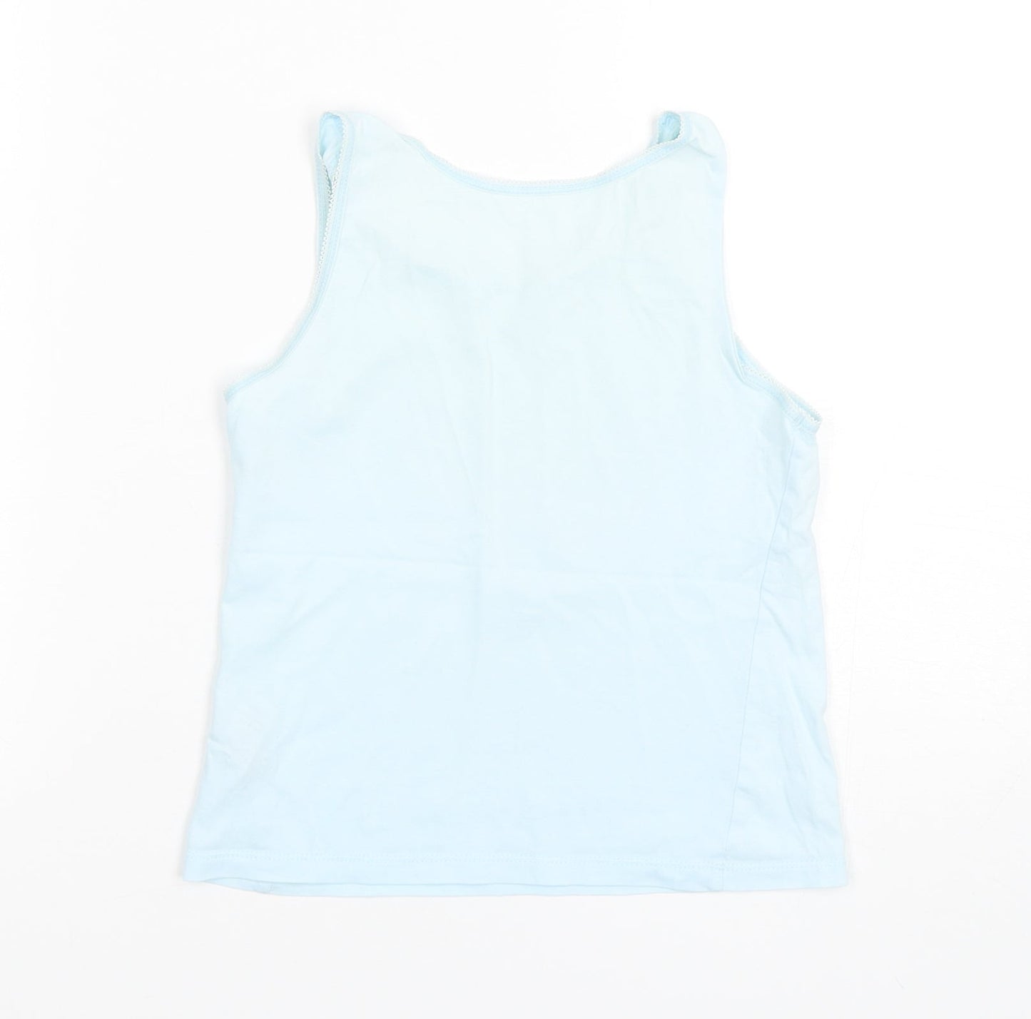George Girls Blue  Cotton Basic Tank Size 8-9 Years Round Neck Pullover