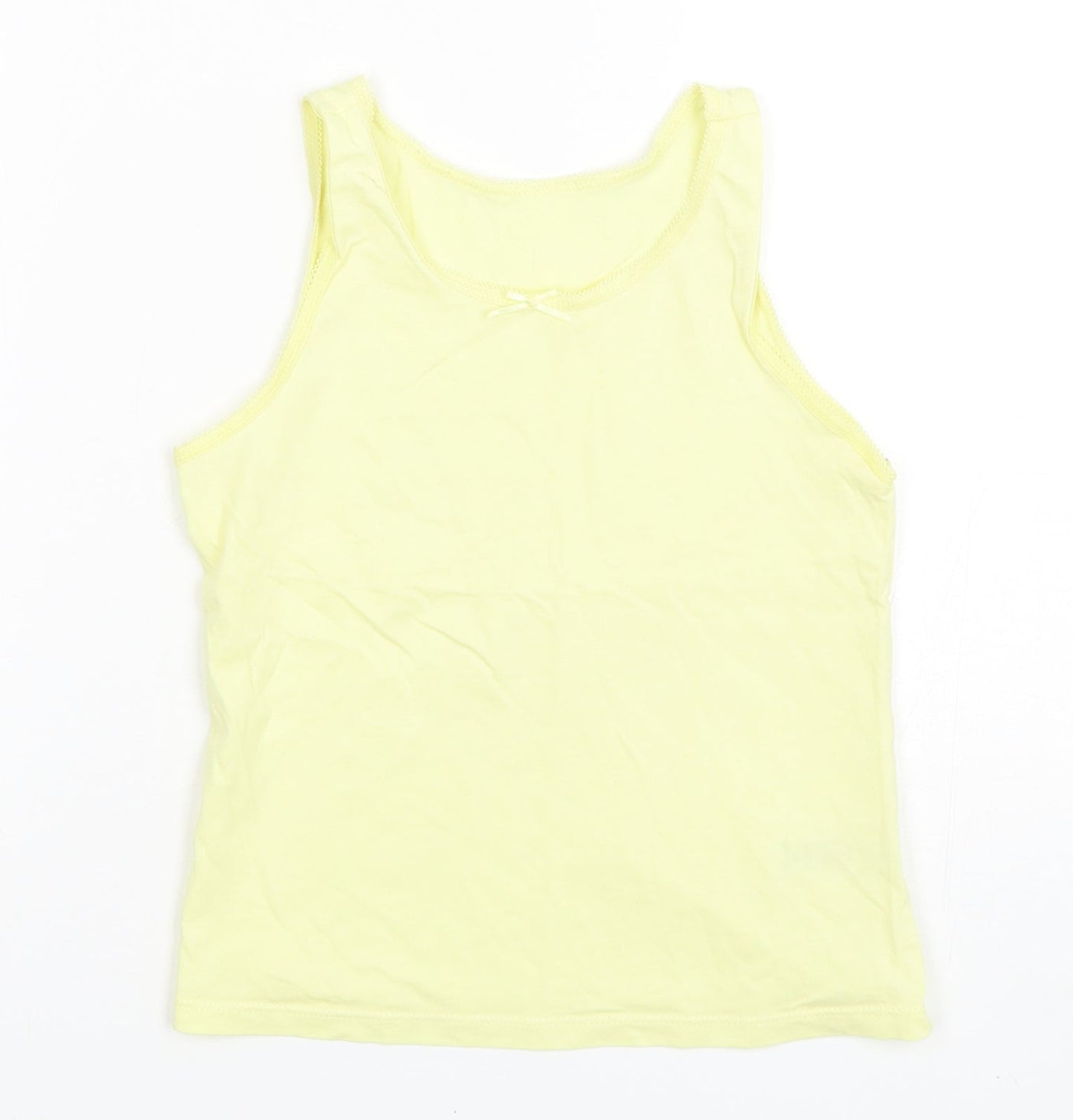George Girls Yellow  Cotton Basic Tank Size 8-9 Years Round Neck Pullover